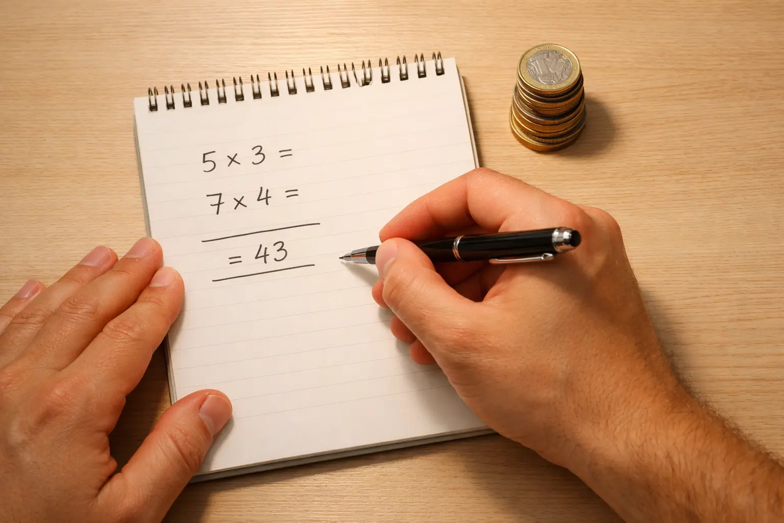 Persona che prende appunti su foglio con calcoli di potenziali vincite