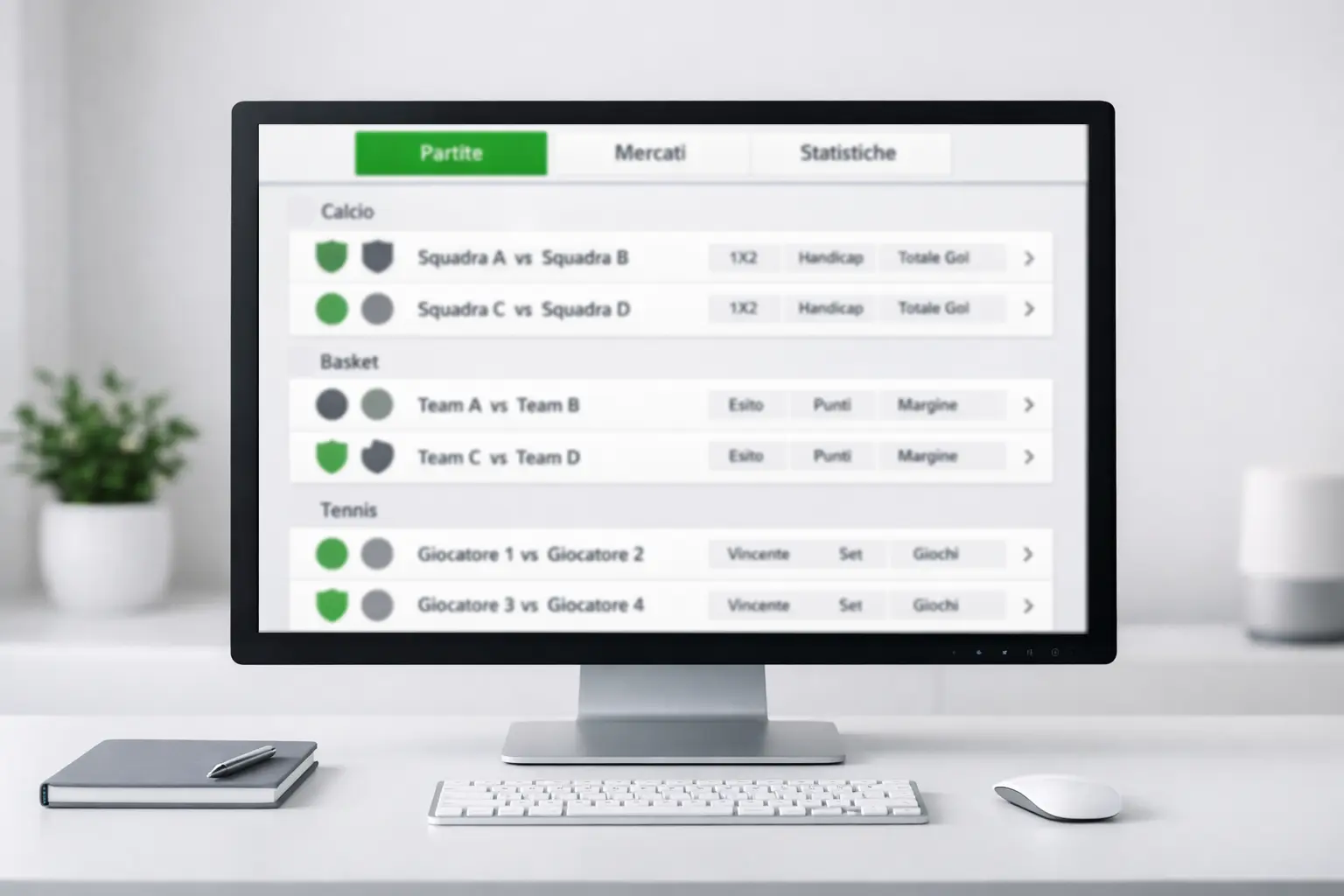 Palinsesto calcio con ampia scelta di mercati scommesse