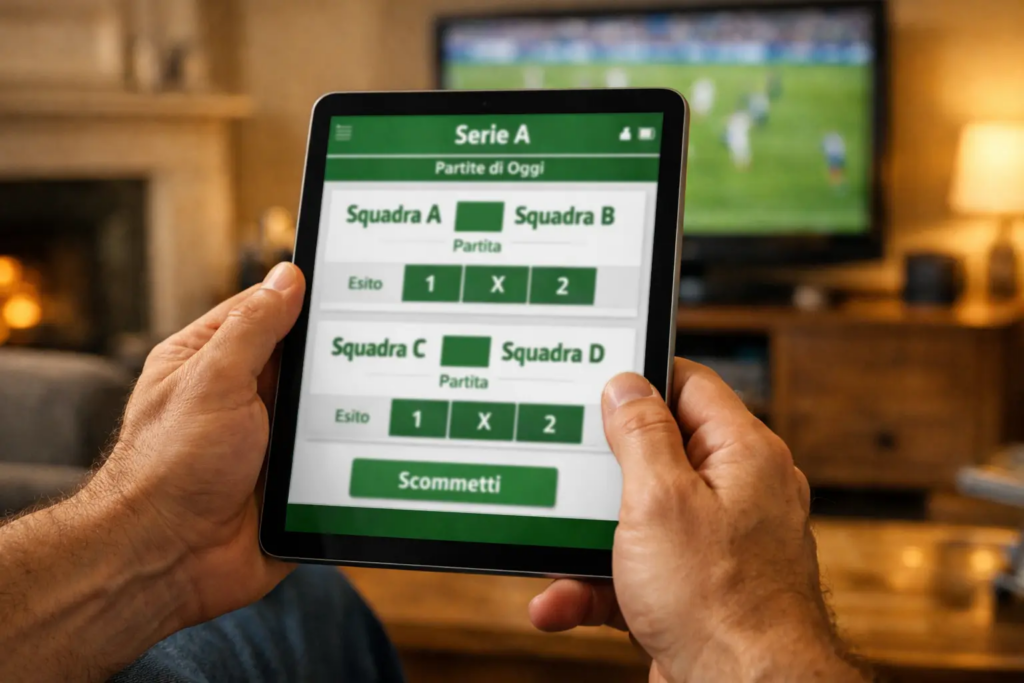 Persona che segue una partita di calcio in diretta su smartphone